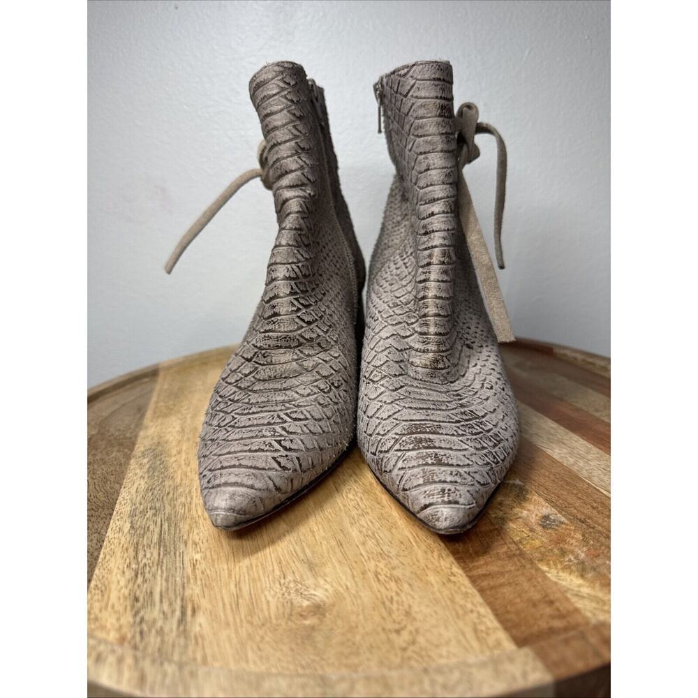 Agl Bootie Zip Up Snakeskin Pattern Block Heel Si… - image 2